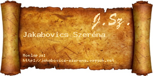 Jakabovics Szeréna névjegykártya